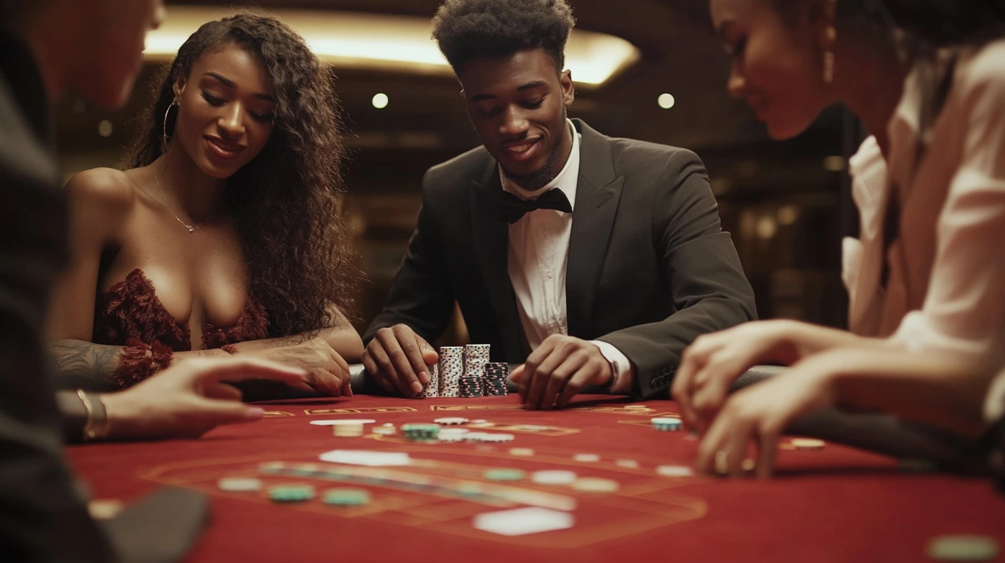 여러명의 사람들이 테이블위에서 홀덤을 플레이